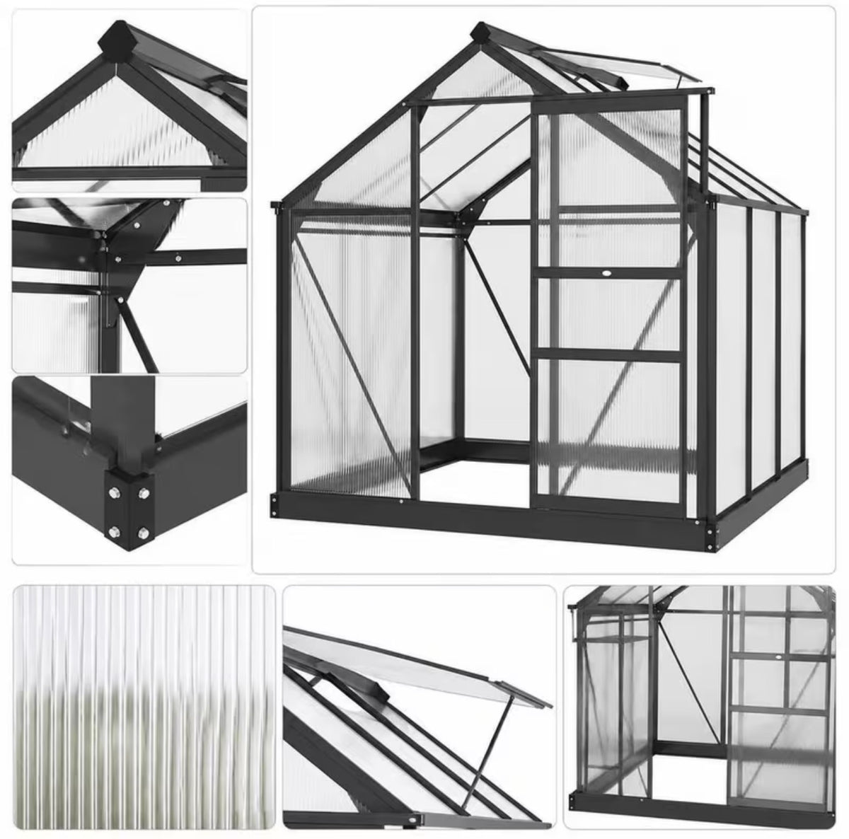 Serre de jardin en polycarbonate La Mini – 1,90 x 1,92 m