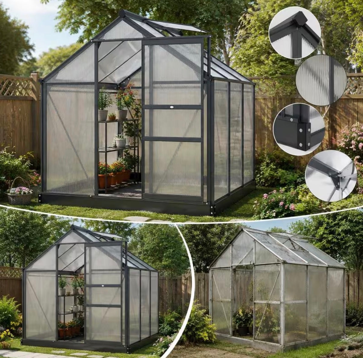 Serre de jardin en polycarbonate La Mini – 1,90 x 1,92 m