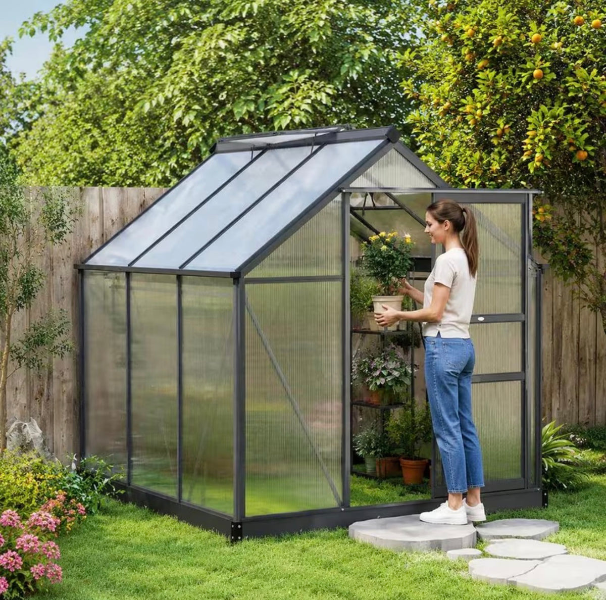 Serre de jardin en polycarbonate La Mini – 1,90 x 1,92 m