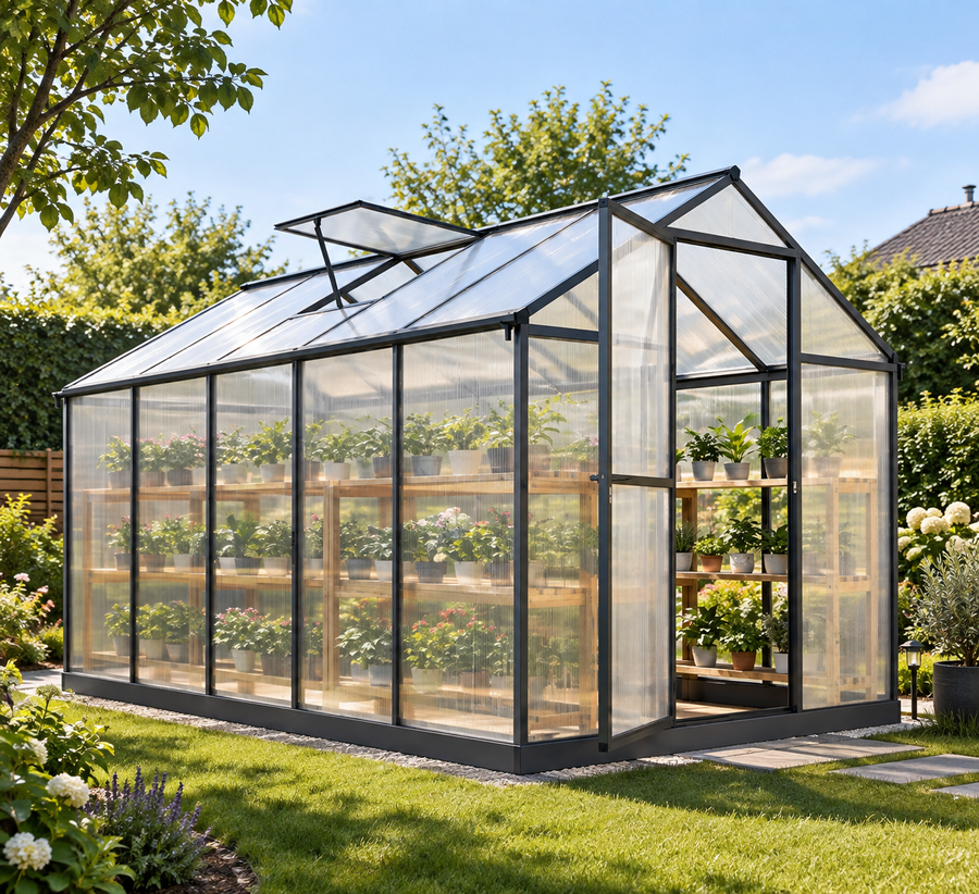 Serre de jardin en polycarbonate La Moyenne – 183 x 303 cm