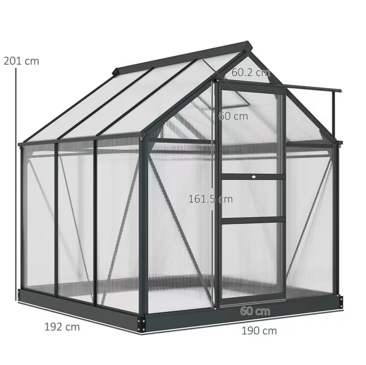 Serre de jardin en polycarbonate La Mini – 1,90 x 1,92 m