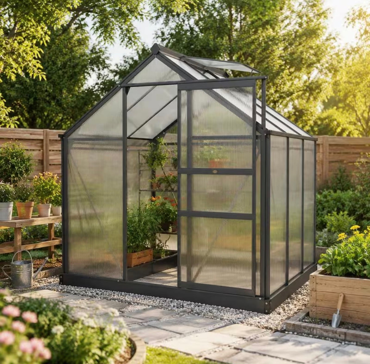 Serre de jardin en polycarbonate La Mini – 1,90 x 1,92 m