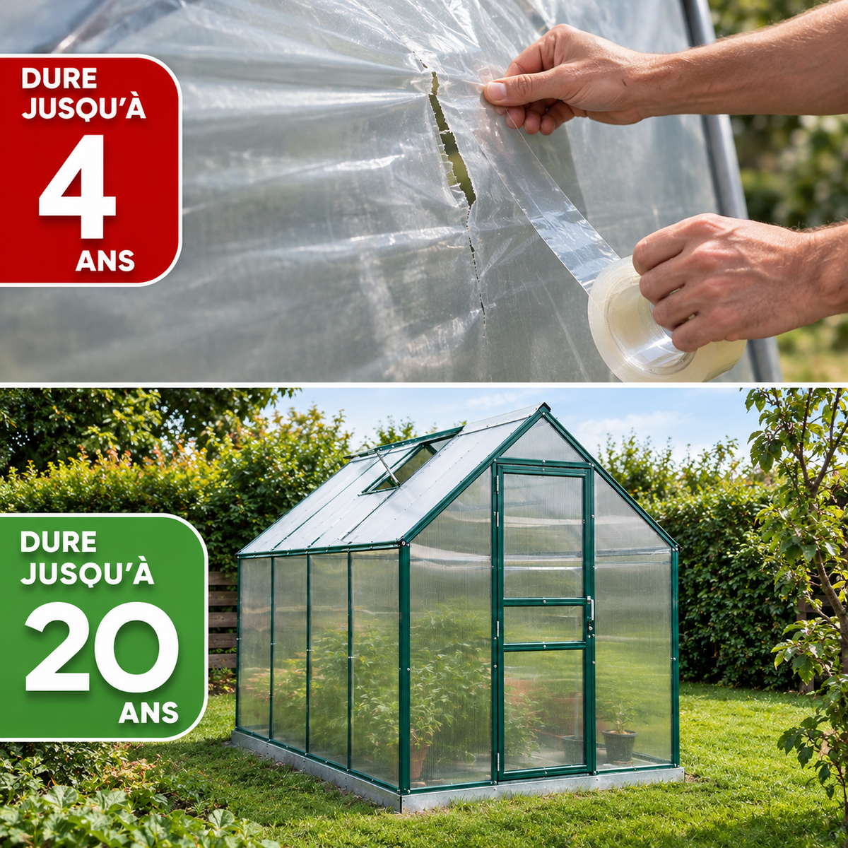 Serre de jardin en polycarbonate La Maisonnette – 190 x 375 cm